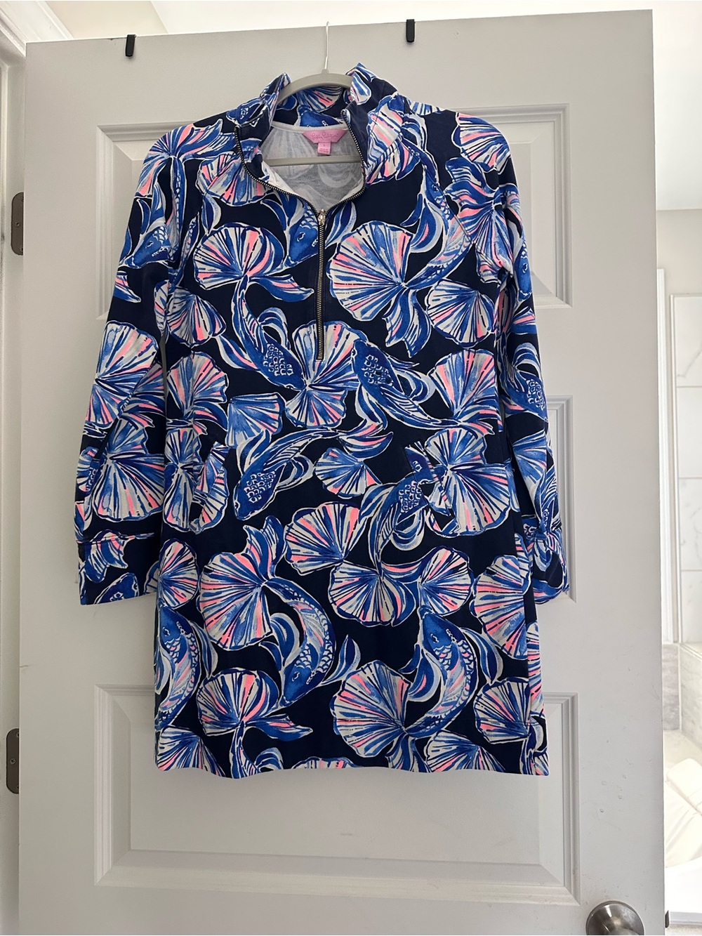Lilly Pulitzer Navy, Blue & Pink Floral Long Sleeve Dress